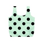 Polka Dots - Black on Pastel Green Full Print Recycle Bag (S)