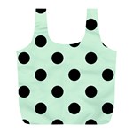 Polka Dots - Black on Pastel Green Full Print Recycle Bag (L)