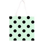 Polka Dots - Black on Pastel Green Grocery Light Tote Bag