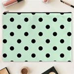 Polka Dots - Black on Pastel Green Cosmetic Bag (XXXL)