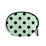 Polka Dots - Black on Pastel Green Accessory Pouch (Small)