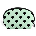 Polka Dots - Black on Pastel Green Accessory Pouch (Large)