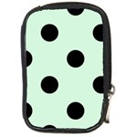 Polka Dots - Black on Pastel Green Compact Camera Leather Case