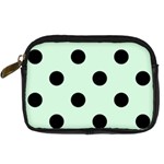 Polka Dots - Black on Pastel Green Digital Camera Leather Case