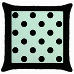 Polka Dots - Black on Pastel Green Throw Pillow Case (Black)