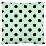 Polka Dots - Black on Pastel Green Large Cushion Case (Two Sides)