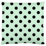Polka Dots - Black on Pastel Green Large Flano Cushion Case (Two Sides)