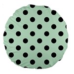Polka Dots - Black on Pastel Green Large 18  Premium Round Cushion