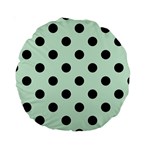 Polka Dots - Black on Pastel Green Standard 15  Premium Round Cushion