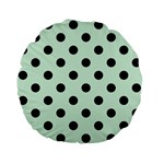 Polka Dots - Black on Pastel Green Standard 15  Premium Flano Round Cushion
