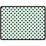 Polka Dots - Black on Pastel Green Fleece Blanket (Large) (One Side)