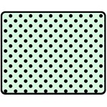 Polka Dots - Black on Pastel Green Fleece Blanket (Medium) (One Side)