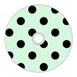 Polka Dots - Black on Pastel Green CD Wall Clock