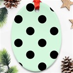 Polka Dots - Black on Pastel Green Oval Ornament (Two Sides)