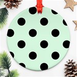 Polka Dots - Black on Pastel Green Ornament (Round)
