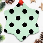 Polka Dots - Black on Pastel Green Ornament (Snowflake)