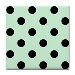 Polka Dots - Black on Pastel Green Tile Coaster