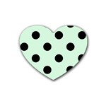 Polka Dots - Black on Pastel Green Heart Coaster (4 pack)