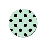 Polka Dots - Black on Pastel Green Rubber Coaster (Round)
