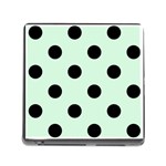 Polka Dots - Black on Pastel Green Memory Card Reader (Square)