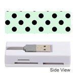 Polka Dots - Black on Pastel Green Memory Card Reader (Stick)