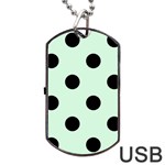Polka Dots - Black on Pastel Green Dog Tag USB Flash (One Side)