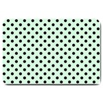 Polka Dots - Black on Pastel Green Large Doormat