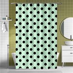 Polka Dots - Black on Pastel Green Shower Curtain 48  x 72  (Small)