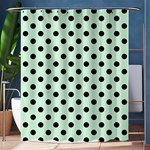 Polka Dots - Black on Pastel Green Shower Curtain 60  x 72  (Medium)