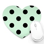 Polka Dots - Black on Pastel Green Heart Mousepad