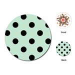 Polka Dots - Black on Pastel Green Playing Cards (Round)