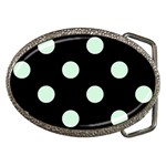Polka Dots - Pastel Green on Black Belt Buckle