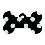 Polka Dots - Pastel Green on Black Dog Tag Bone (Two Sides)