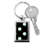 Polka Dots - Pastel Green on Black Key Chain (Rectangle)