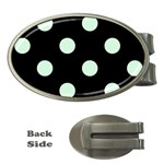 Polka Dots - Pastel Green on Black Money Clip (Oval)