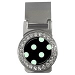 Polka Dots - Pastel Green on Black Money Clip (CZ)