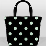 Polka Dots - Pastel Green on Black Bucket Bag