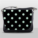 Polka Dots - Pastel Green on Black Messenger Bag