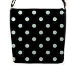 Polka Dots - Pastel Green on Black Flap Closure Messenger Bag (L)