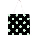 Polka Dots - Pastel Green on Black Grocery Light Tote Bag