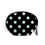 Polka Dots - Pastel Green on Black Accessory Pouch (Small)
