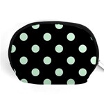 Polka Dots - Pastel Green on Black Accessory Pouch (Medium)