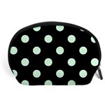 Polka Dots - Pastel Green on Black Accessory Pouch (Large)