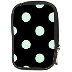 Polka Dots - Pastel Green on Black Compact Camera Leather Case