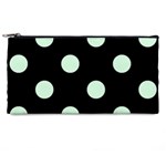 Polka Dots - Pastel Green on Black Pencil Case