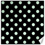 Polka Dots - Pastel Green on Black Canvas 16  x 16 