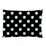 Polka Dots - Pastel Green on Black Pillow Case (Two Sides)