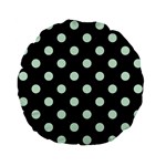 Polka Dots - Pastel Green on Black Standard 15  Premium Flano Round Cushion