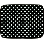 Polka Dots - Pastel Green on Black Fleece Blanket (Mini)