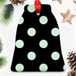 Polka Dots - Pastel Green on Black Bell Ornament (Two Sides)